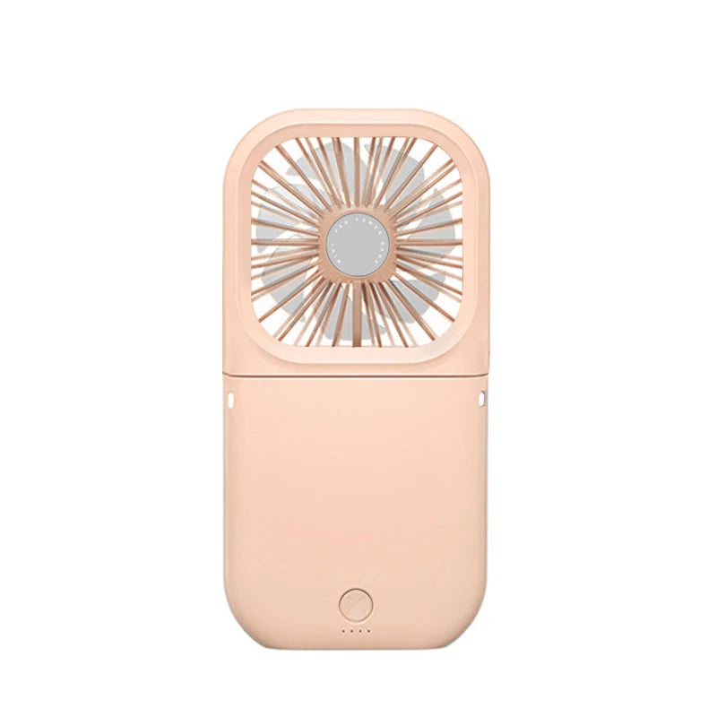 Handheld small fan, outdoor mini folding fan, USB charging portable neck hanging fan, desktop stand small fan