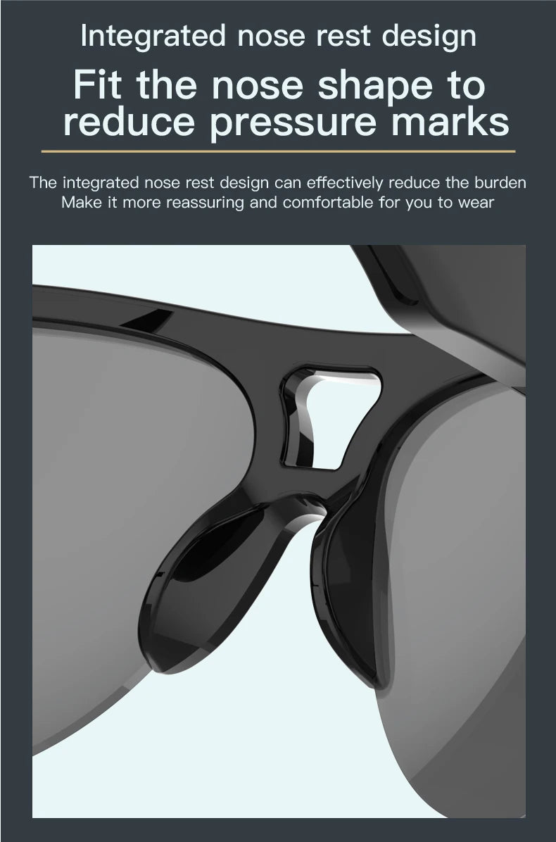 F08 Open-Ear Design Music & Calls Wireless Audio Eyewear Polarized Lenses Built-in Mic Semi-Rim Bluetooth Sunglasses