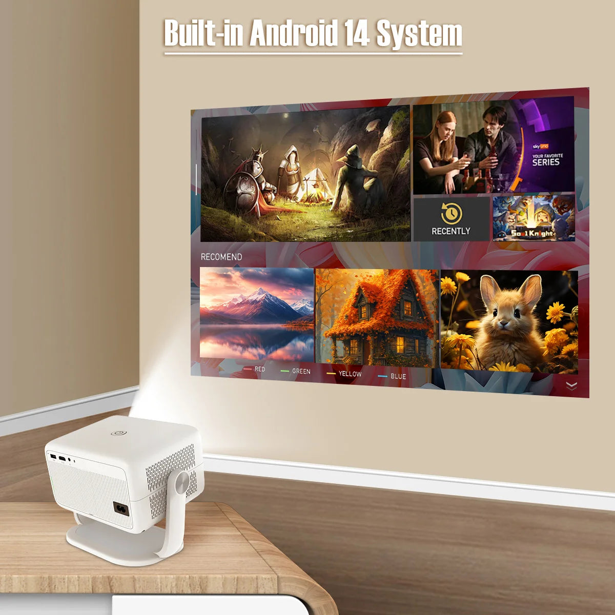 Magcubic Native 1080P 650ANSI 8K Android 14 L018 360° Projector With Auto Keystone Focus Air Mouse Wifi6 BT5.4 Portable Outdoor