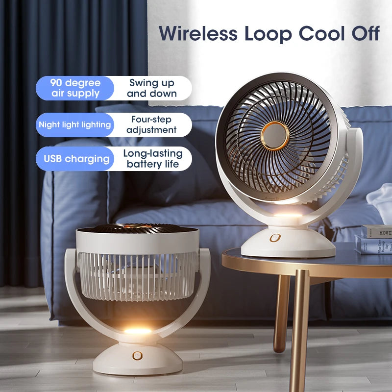Desktop Air Circulation Fan Silent Rechargeable Fan Wall Mounted Fan 4000mAh Electric Table Fan