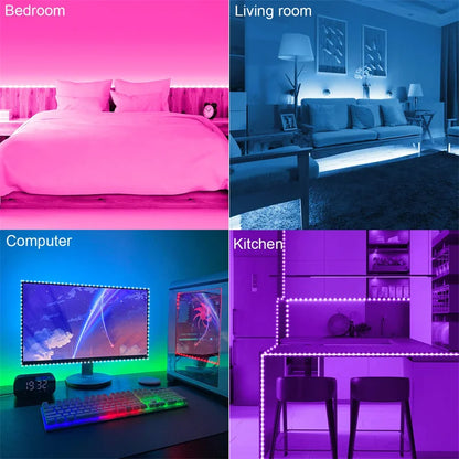 12LEDs/M Led Strip Lights RGB Led Strip Flexible Ribbon with 3Key Control Luces Led Tape Lights for Room Decor TV Backlights