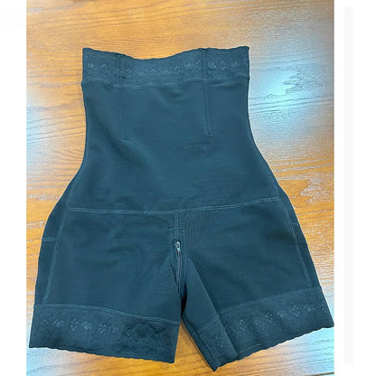 Cross border lace high waisted body shaping pants with zipper, waist cinching and hip lifting pants, waist cinching and body sha