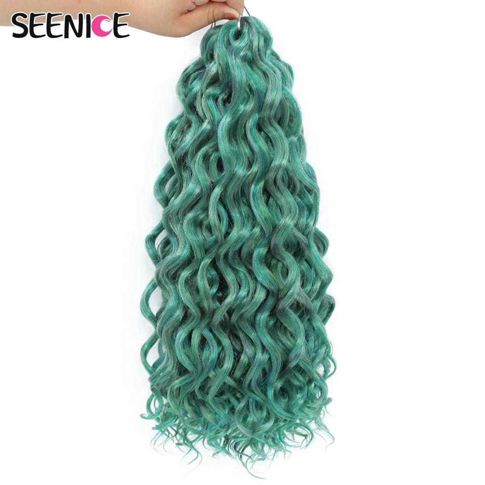 18 24“Synthetic Deep Wavy Twist Crochet Hair Afro Curls Water Wave Crochet Braids Ombre Brown Braiding Hair Extensions For Women