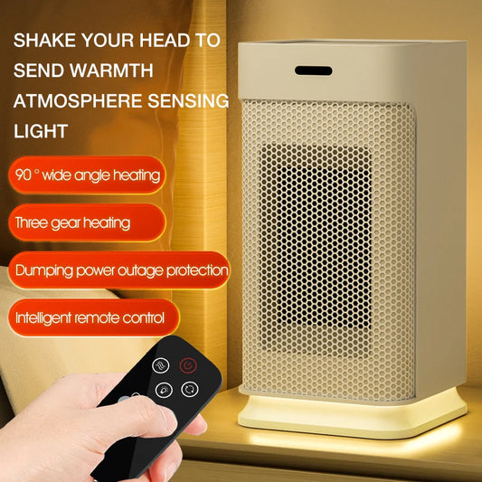 Portable PTC ceramic electric heater with multi-stage adjustment, silent, small household fan and night light heater.