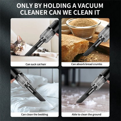 Cordless Handheld Vacuum Cleaner High Power Mini Portable Car Dust Collector with Hairdryer Function for Auto Interior Cleaning