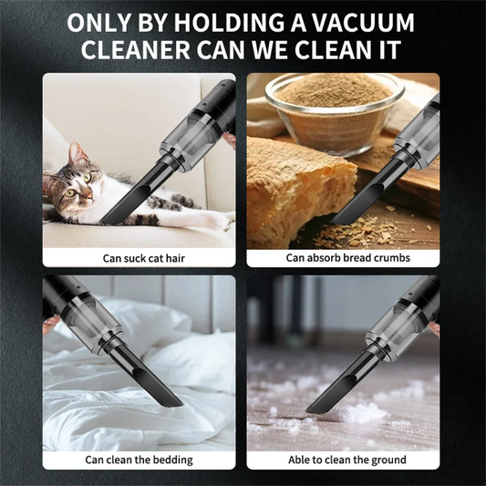 Cordless Handheld Vacuum Cleaner High Power Mini Portable Car Dust Collector with Hairdryer Function for Auto Interior Cleaning