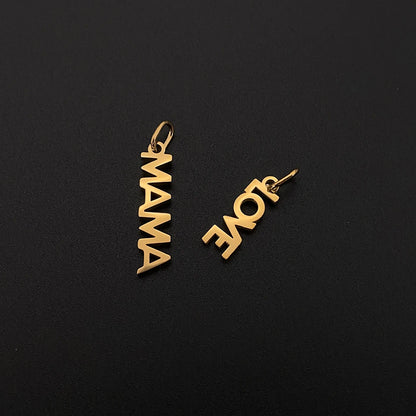 eManco  MAMA LOVE Pendant  Charms Stainless Steel Letter Hang Ornament For DIY Mother's Day Nacklace Earrings Jewelry Making