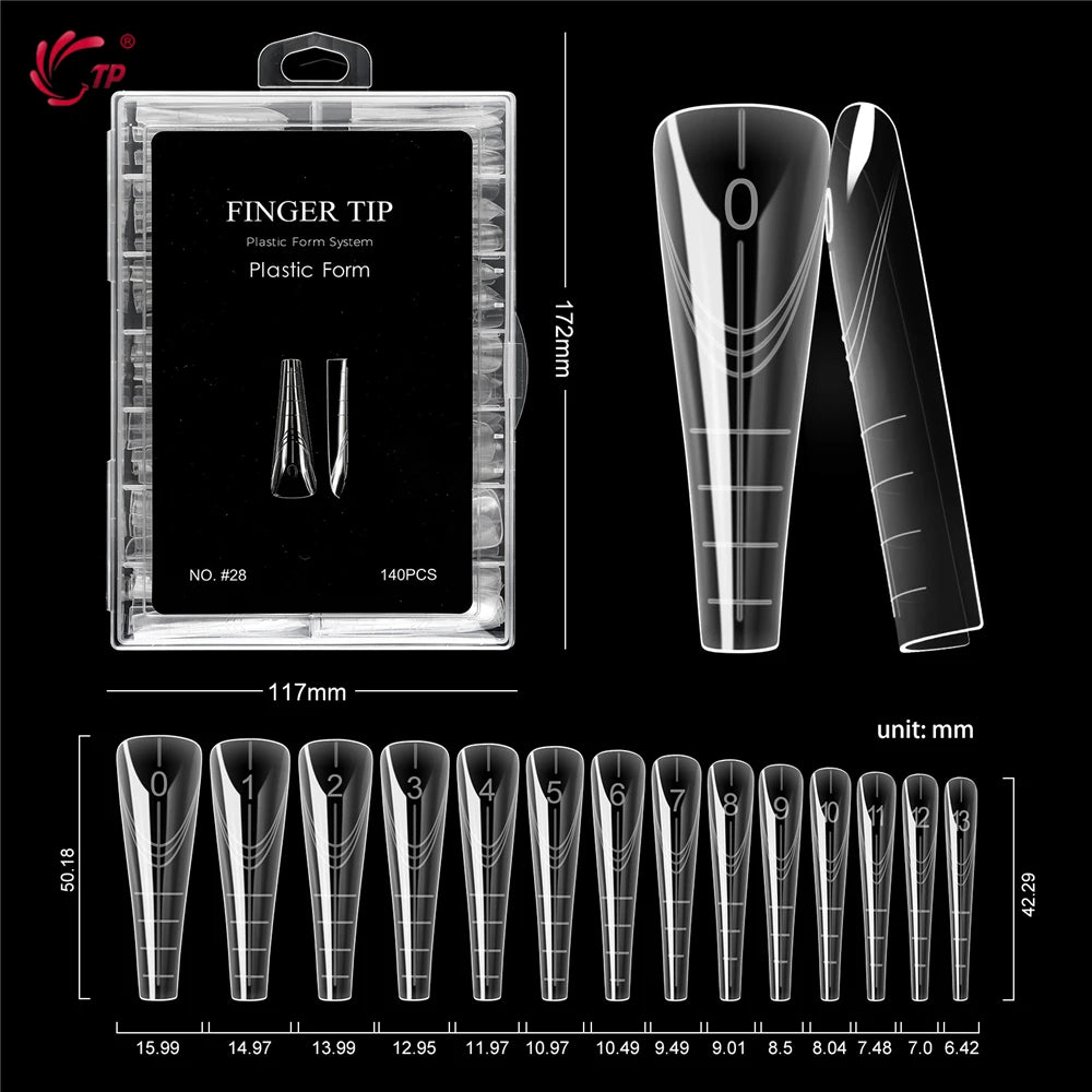 TP New 70pcs/140pcs Clear Nail Dual Form Full Cover Nail Extension System Quick Building Gel Molds False Nail Tip Manicure Tools