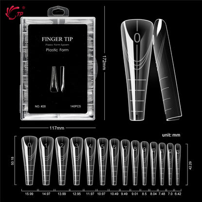 TP New 70pcs/140pcs Clear Nail Dual Form Full Cover Nail Extension System Quick Building Gel Molds False Nail Tip Manicure Tools