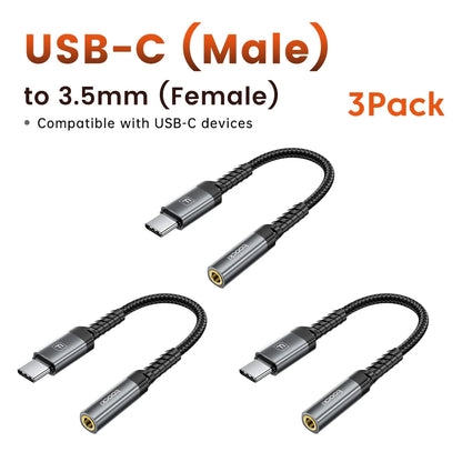 Toocki iP/USB Type C to 3.5mm Jack HiFi Audio Dongle Cable Adapter Male to Female Headphone AUX Converter for Xiaomi POCO iPhone