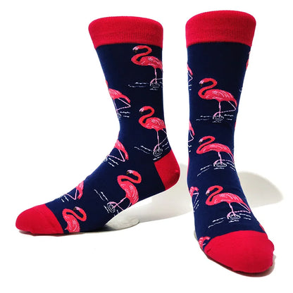 58 Style Cartoon Men Socks Fish bird parrot shark Theme Cotton Novelty Funny Hip Hop Trend Street Long Socks