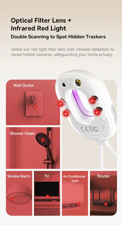 【New】Baseus Camera Detector Intelligent Hidden Camera Signal Gadget Security Alarm Anti Spy Candid Peeping Protection Detector