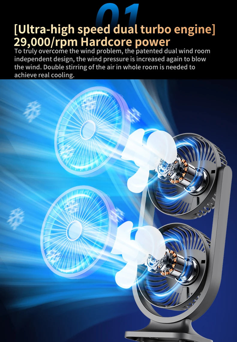 TINSOL 2026 New Dual-Head Desktop Fan, High-Power Air Circulation Fan, Office and Dormitory Double-Layer Fan