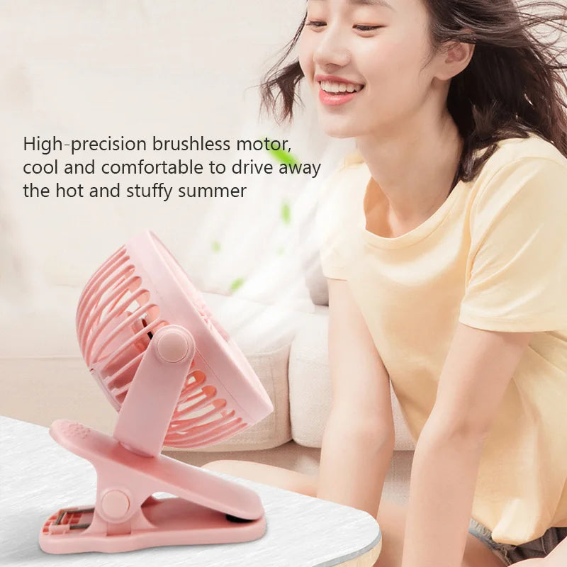 Clip Fan 3 Speed Electric fan USB Quiet Mini Home Office Desk Fans Air Cooler Outdoor Portable Cooling Clip on Fan for Strollers