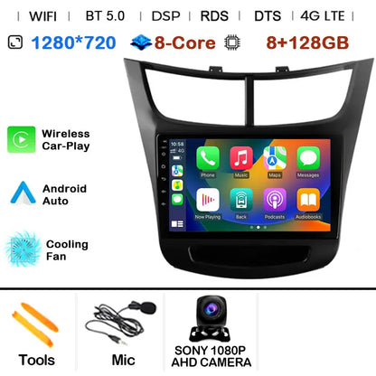 For Chevrolet Sail aveo 2015 2016 2017 2018 2019 2020 2022 carplay Android 15 DSP 2 din 4G NET Car Radio Multimedia Video Player