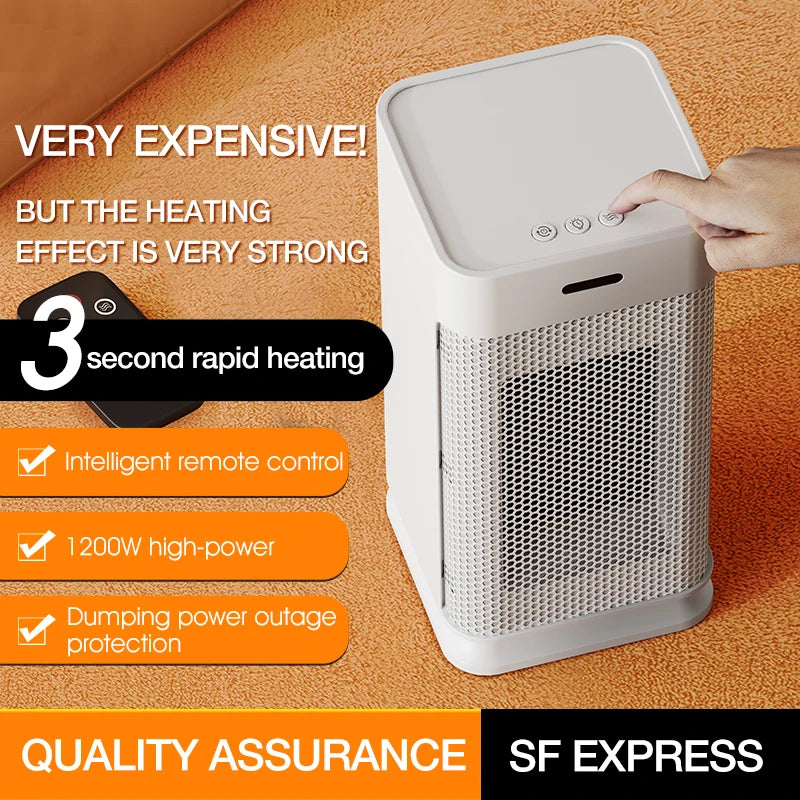 Portable PTC ceramic electric heater with multi-stage adjustment, silent, small household fan and night light heater.