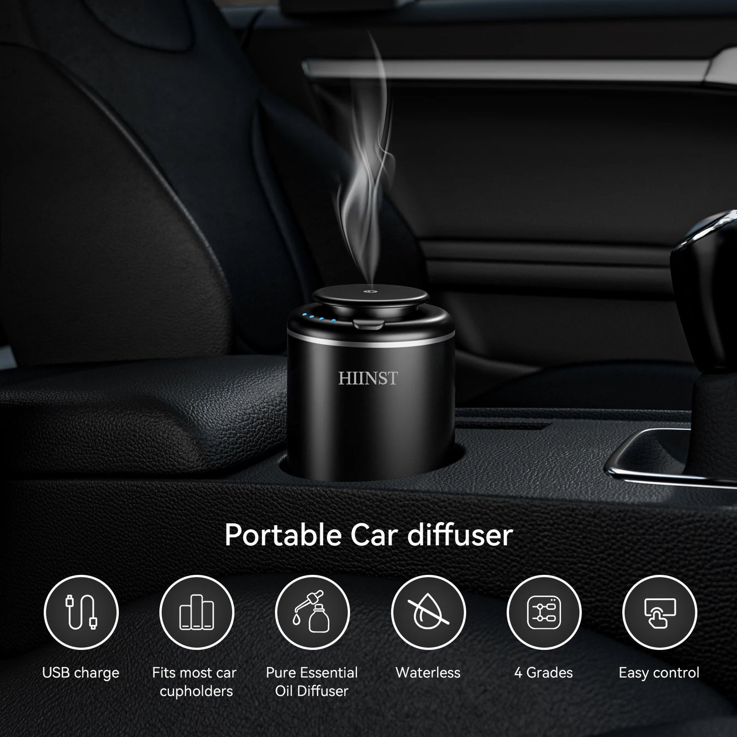 HIINST USB Rechargeable Essential Oil Aroma Diffuser & Car Air Freshener  Waterless Fragrance Nebulizer Machine with 10ml Bottle