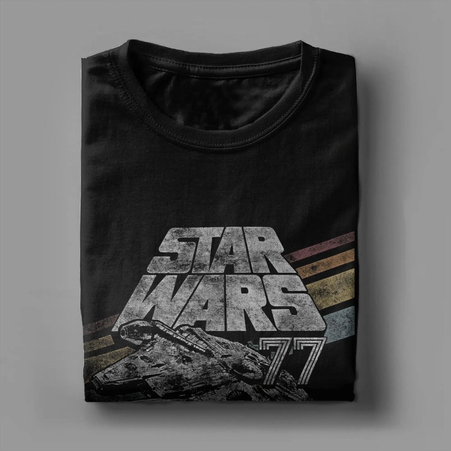 Stars  T-Shirts Men Millennium Falcon 77 Fashion Pure Cotton Tee Shirt Crewneck Short Sleeve T Shirt Printing Tops
