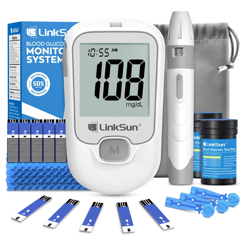 G-425-1 LinkSun Blood Glucose Meter Kit 50/100pcs Test Strips Lancets for Diabetes Monitor Digital Glucometer Blood Sugar Meter