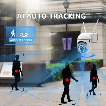 8MP Wireless IP Outdoor Security Surveillance Camera PTZ with 4X Zoom AI Human Tracking Two-way Audio HD Night Vision Color
