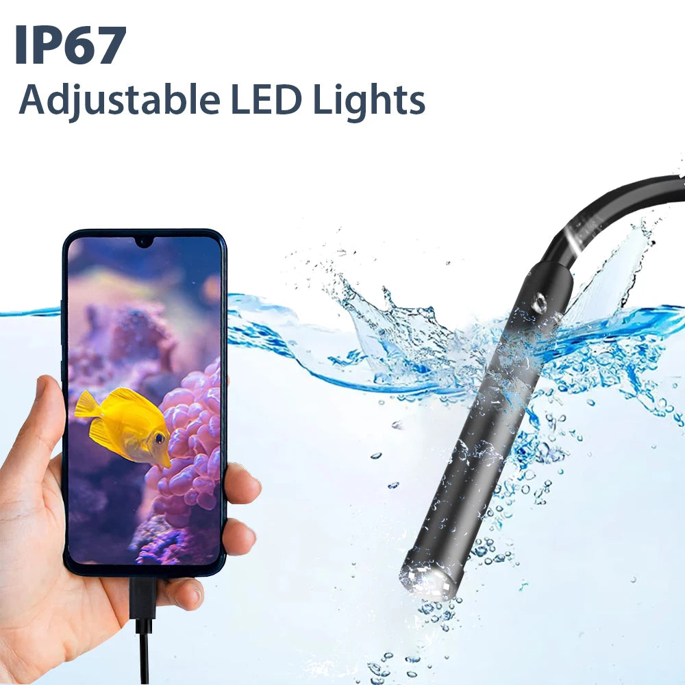 KERUI 2MP Industrial Endoscope Camera Single/Dual Lens Mini Inspection Camera for Iphone Waterproof Pipeline Borescope Type C