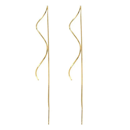 Simple wave long exquisite ear line earrings for women, trendy spiral tassel temperament earrings for women, earrings for women