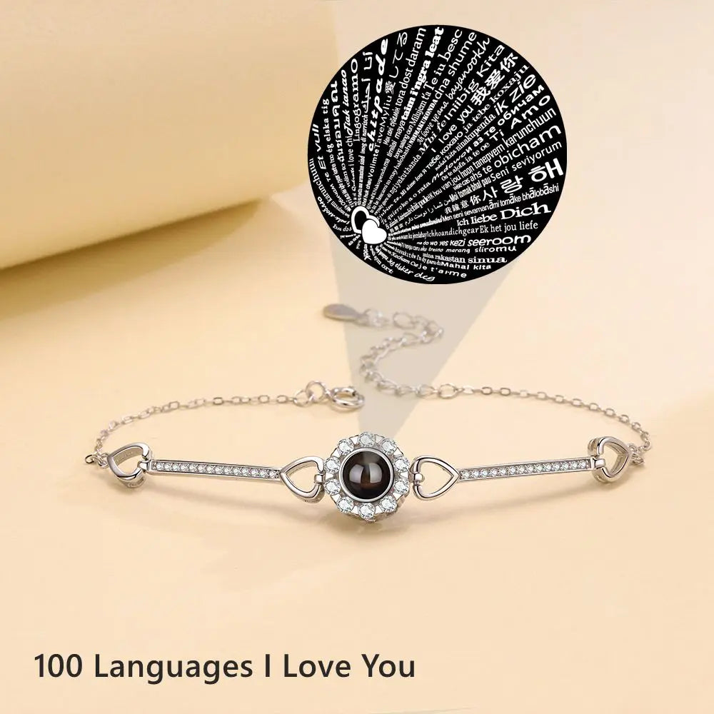 Custom Photos Bracelets 925 Sterling Silver Personalized Projection Photo Bracelet for Women Wife Mom Jewelry Mother's Day Gift