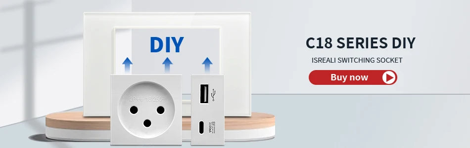 DELEFU White Retardant PC Israel USB Type C Fast Charging Wall Socket Light Tuya Wifi Smart Switch Sat TV Tel Doorbell Curtain