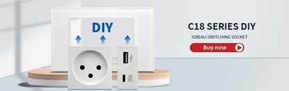 DELEFU White Retardant PC Israel USB Type C Fast Charging Wall Socket Light Tuya Wifi Smart Switch Sat TV Tel Doorbell Curtain