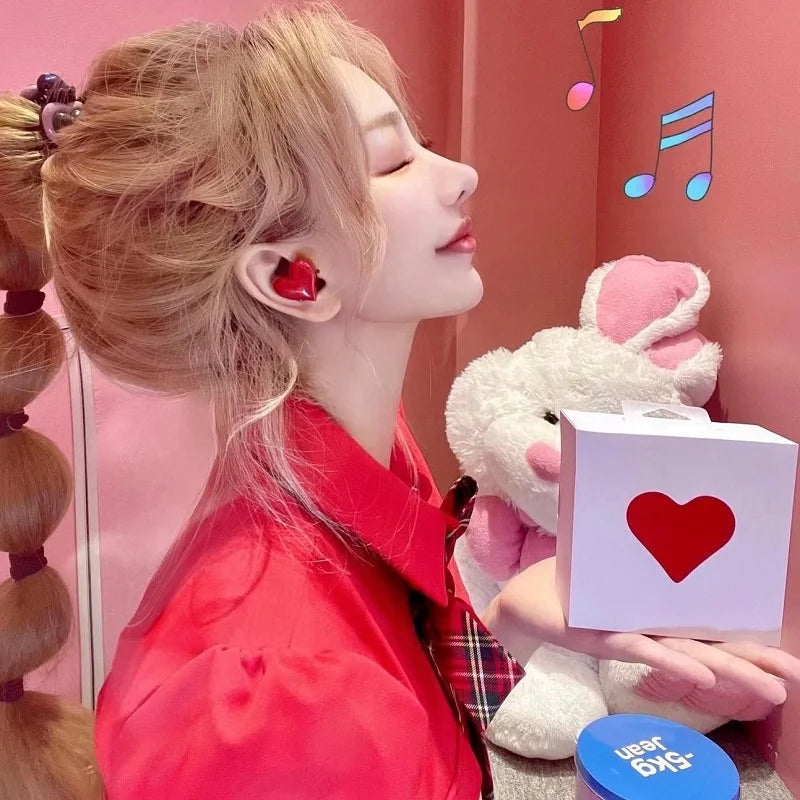 Bluetooth 5.3 Wireless Headphones Heart Shaped Earphones Woman HiFi Music Heart Earbuds Headset Fashion High Quality Girl Gifts