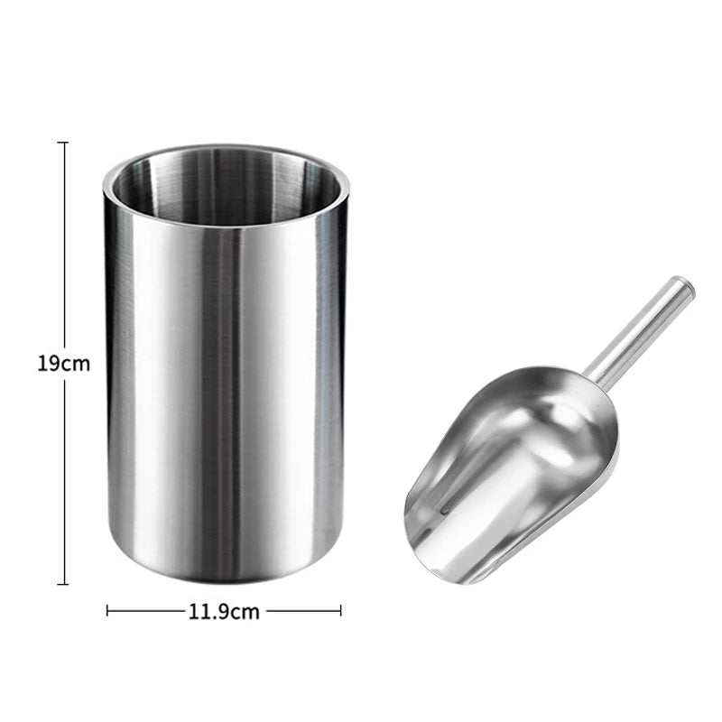 1600ML Ice Bucket- Double Stainless Steel Insulated Durable Portable Summer Drinks Champagne Beer for Outdoor Picnics Bar Events