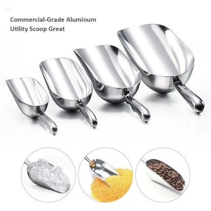 High-Quality Stainless Steel Ice Scoop Food Flour Sugar Scoop Popcorn Coffee Beans Tools Ice Scooper Shovel