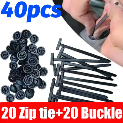 Universal Nylon Cable Tie Buckle Auto Fastener Screw Replacement Clip Car Fender Trunk Engine Guard Panel Wire Management Secure