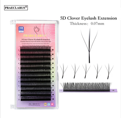 PRAECLARUS 3D Fairy Shape Lashes 12 Rows Eyelashes Premade Volume Fan Natural Soft Light Lashes Triple Tips Eyelashes