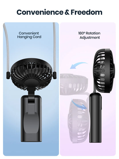 TOPK 5000mah Mini Portable Fan, USB Desk Electric Fan, Small Personal hand Fan with USB Rechargeable Cooling Neck Fans for Room