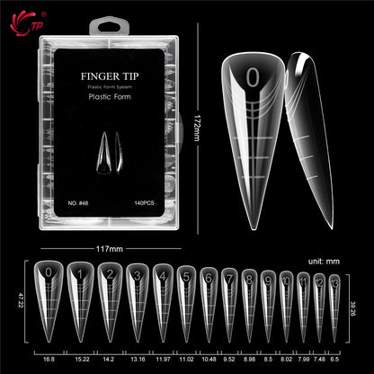 TP New 70pcs/140pcs Clear Nail Dual Form Full Cover Nail Extension System Quick Building Gel Molds False Nail Tip Manicure Tools