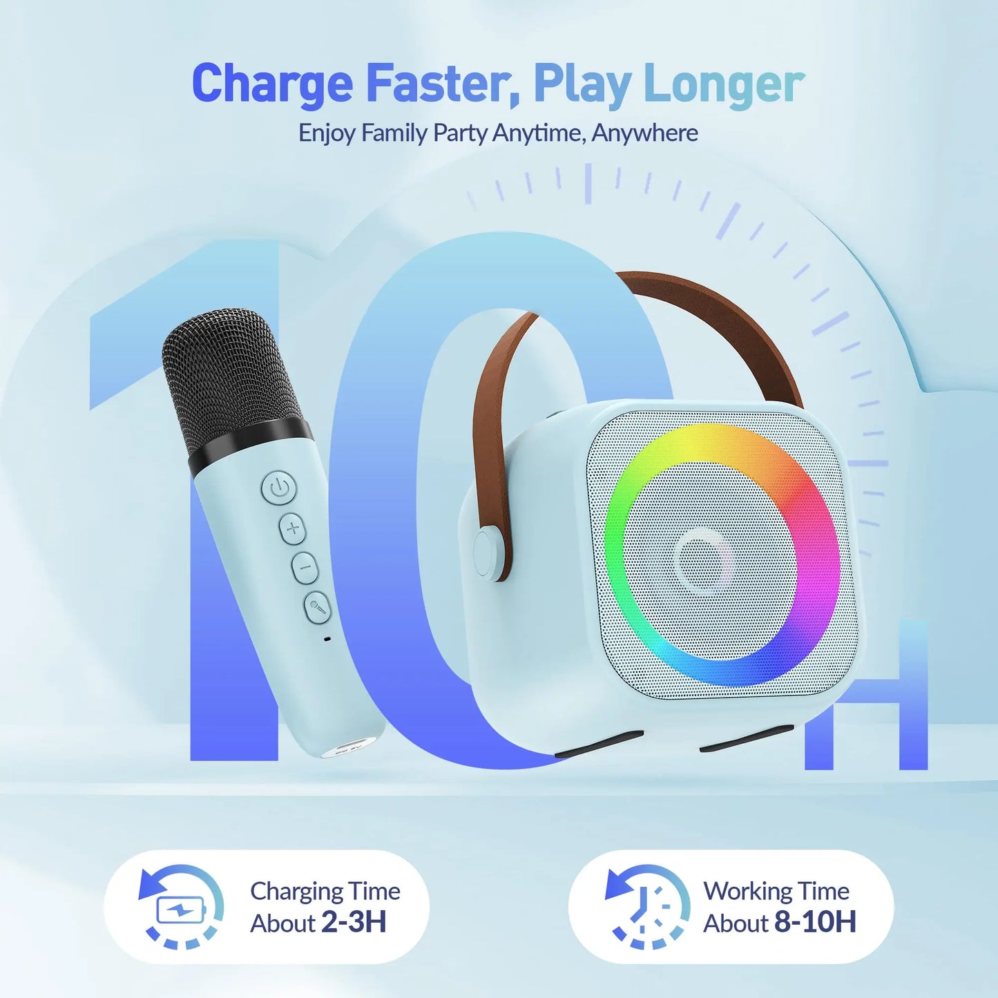 Haomuren Portable Karaoke Machine with Wireless 1 or 2 Microphone Mini Bluetooth Speaker for Children Singing Family Party Gift