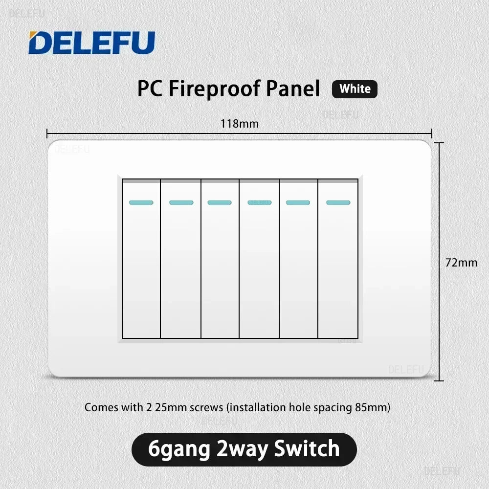 DELEFU White Retardant PC Israel USB Type C Fast Charging Wall Socket Light Tuya Wifi Smart Switch Sat TV Tel Doorbell Curtain