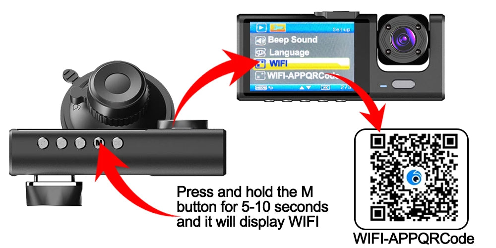 1080P Car Dvr WiFi APP 3/2Lens Dash Cam for Cars Camera for Vehicle Recorder Video Front and Rear Camera  Night Vision Dashcam