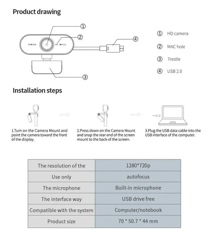 Camera 1080P HD Computer HD USB Camera Built In Microphone USB Network Camera Web Camera For Work With Microphone Tripod