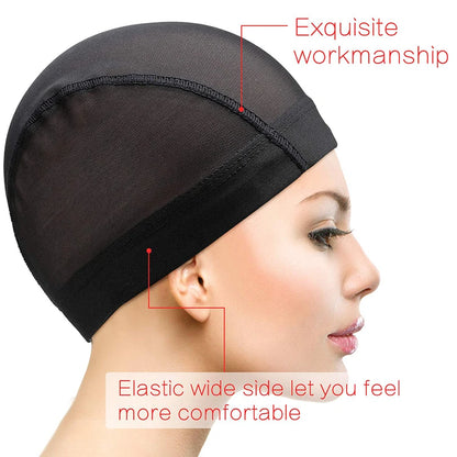 2 Pcs Durable Dome Wig Cap Breathable Mesh Wig Caps For Making Wigs Black Weaving Hat Elastic Hairnets Wig Turban For Women Men