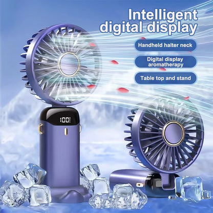 3-in-1 10000mAh Foldable USB Fan with Phone Holder - Portable Handheld & Desk Cooler w/ 360° Cooling
