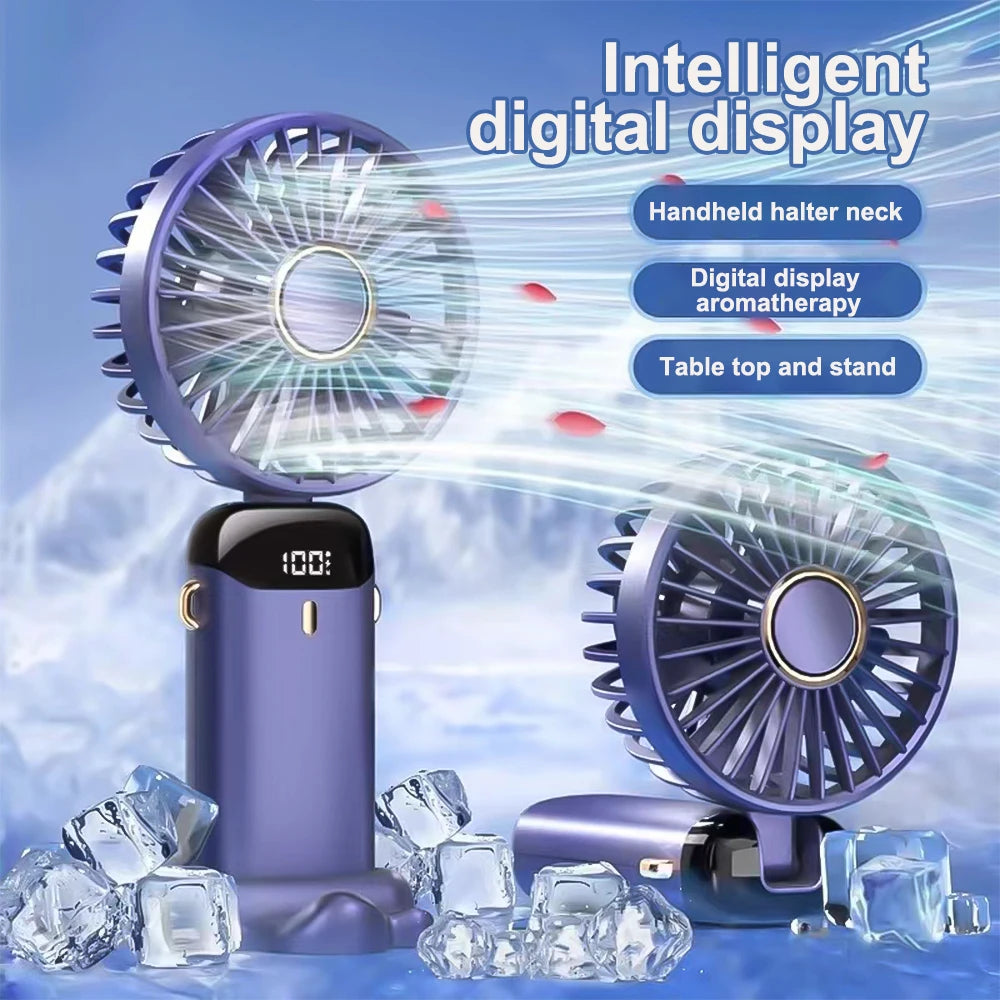 3-in-1 10000mAh Foldable USB Fan with Phone Holder - Portable Handheld & Desk Cooler w/ 360° Cooling