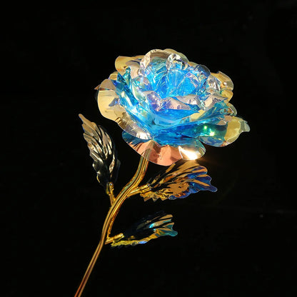 Valentine'S Day Creative Gift 24k Gold Foil Plated Single Rose Artificial Gold-Leaf Rose Gift For Valentine'S Day Mother'S Day