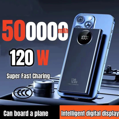 500000mAh Large Capacity Power Bank 120W Super Fast Charging With Portable Digital Display Supply For Various Phones