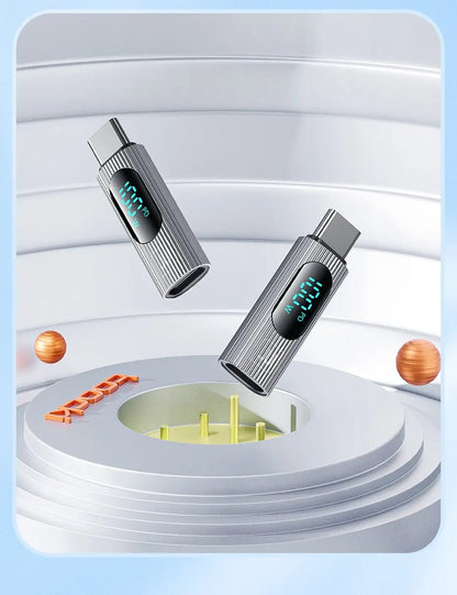 Toocki 2 Pack OTG Adapter 100W Digital Display USB Type C Male to Type C Female OTG Adapter PD Fast Charging Convertor For Redmi