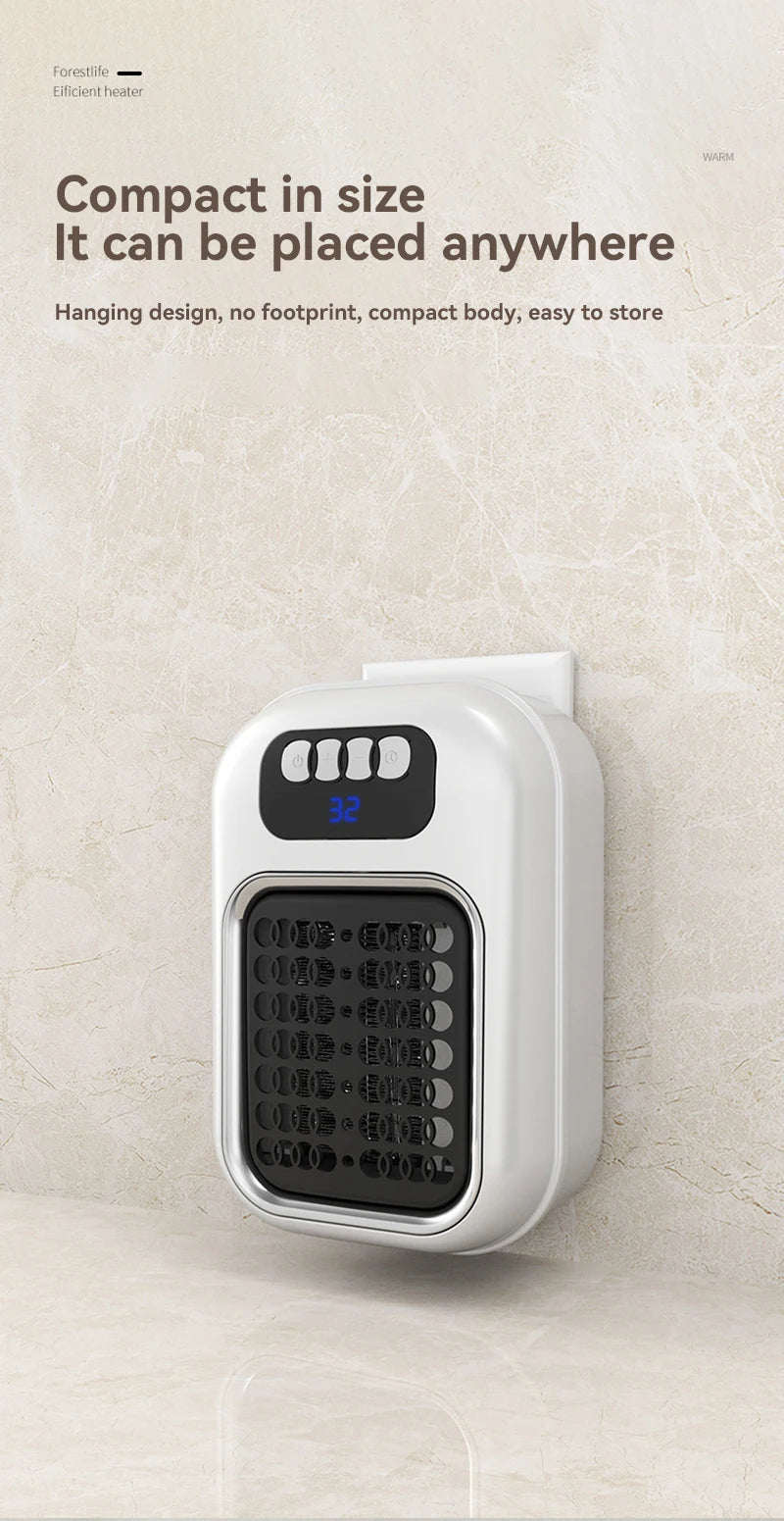 Portable Heater Electric Heater Plug in Wall Room Heater Radiator Remote Warmer Machine Muted for Bedroom Bathroom Office