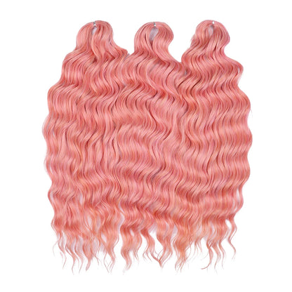 FASHION IDOL 24Inch Crochet Hair Synthetic Water Wave Braiding Hair Extensions Ombre Rainbow color Fake Hair Deep Wave Curl Hair