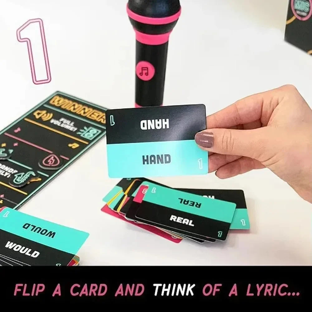 Karaoke Board Game for Family & Party, 2–10 Players, Fun Singing Card Game with 125 Lyric Cards for Adults