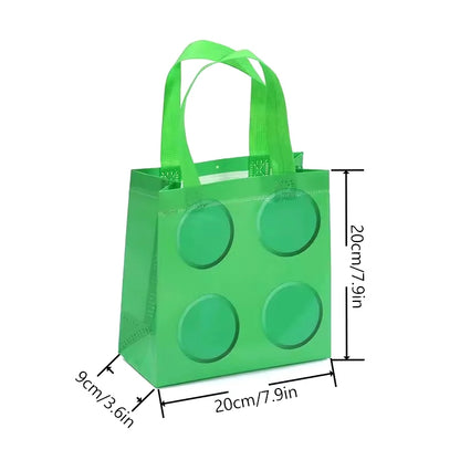 New 6/12pcs Building Block Tote Bags Non-Woven Fabric Party Favor Bags For Birthday Graduation Easter Father's Day Mother's Day